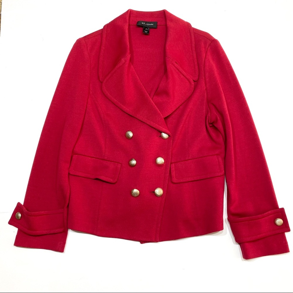 St. John red jacket and gold button